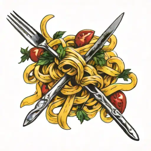 pasta & fork tattoo design idea