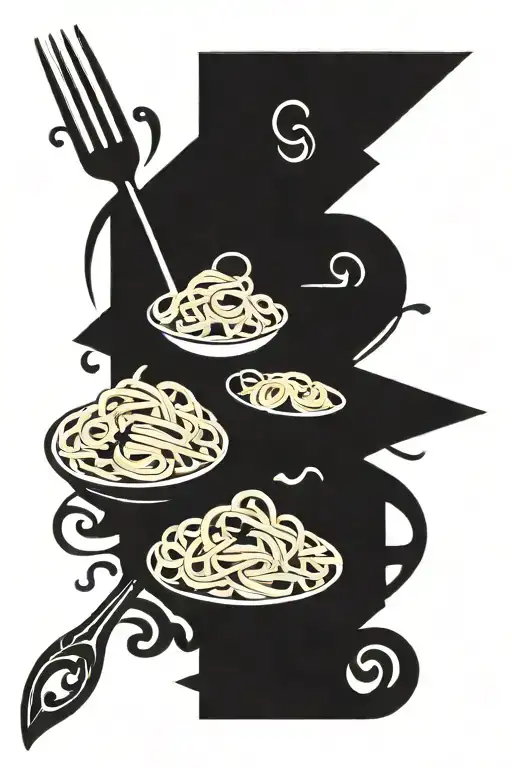 pasta and fork tattoo design idea