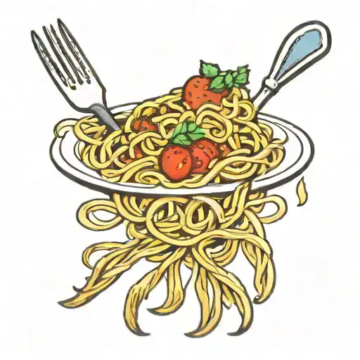 fork with spaghetti arround tattoo design idea