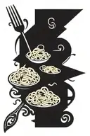 pasta and fork tattoo design idea