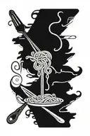 pasta and fork tattoo design idea