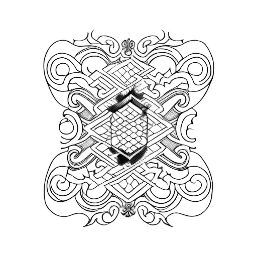 dainty red ink upper spine tattoo with unique aspects tattoo design idea