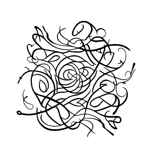 A delicate vine of herbs and spices intertwined with elegant long nails tattoo design idea