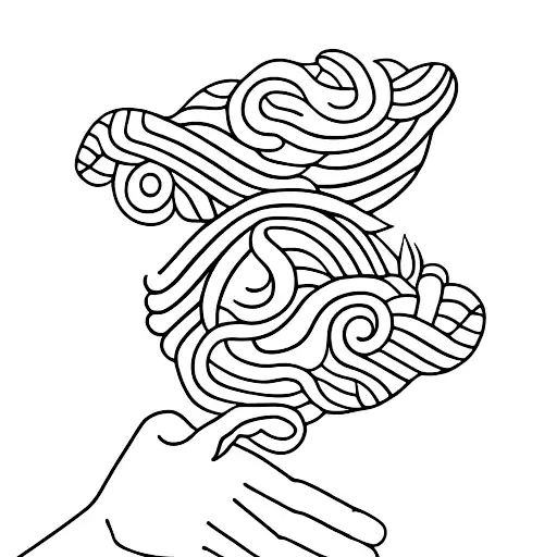 female hand with long nails holding herbs tattoo design idea