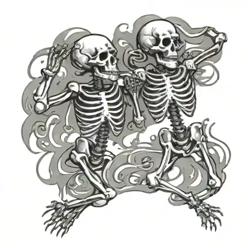 dancing skeletons tattoo design idea