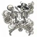 dancing skeletons tattoo design idea
