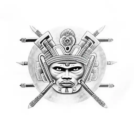 mayan warrior tattoo design idea