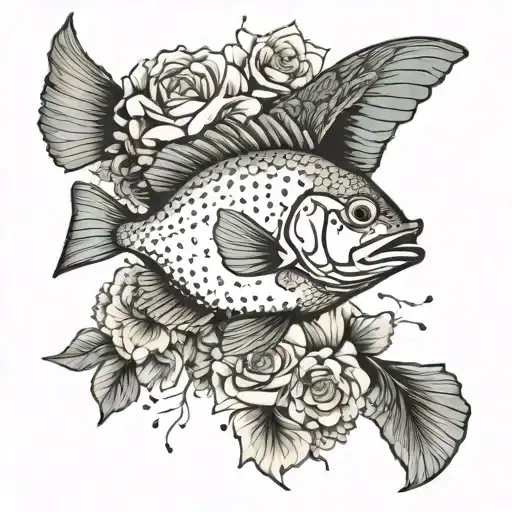 Generate tattoo that includes Ledger Michael Lee  Lyla Monroe Lee Duck hunting  Crappie fishing  Honey bees Flowers tattoo design idea