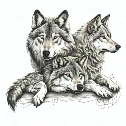wolf couple tattoo design idea