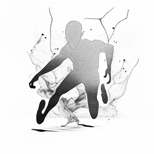 Design a black and grey tattoo featuring a silhouette of a runner listening to Deftones music tattoo design idea