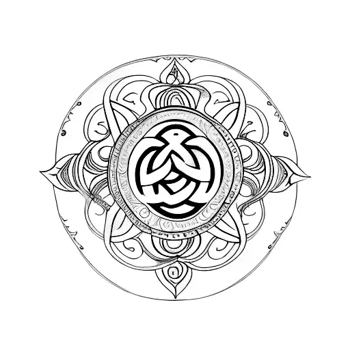 circular tattoo with Sanskrit mantra tattoo design idea