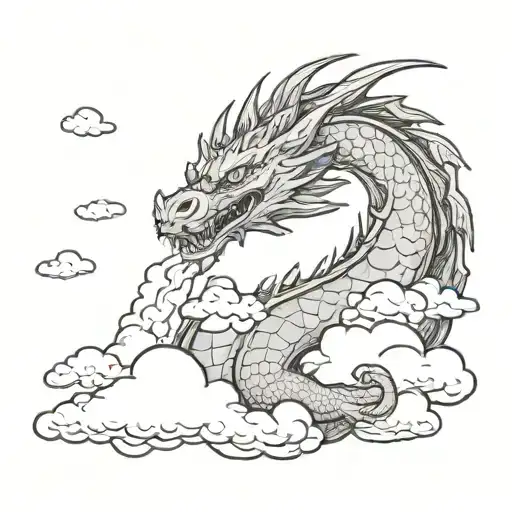 dragon and clouds surrounding tattoo design idea