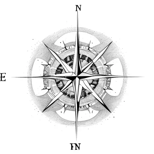 broken in the middle compass tattoo design idea