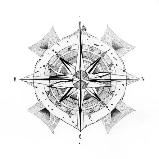 broken in the middle compass tattoo design idea