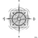 broken in the middle compass tattoo design idea