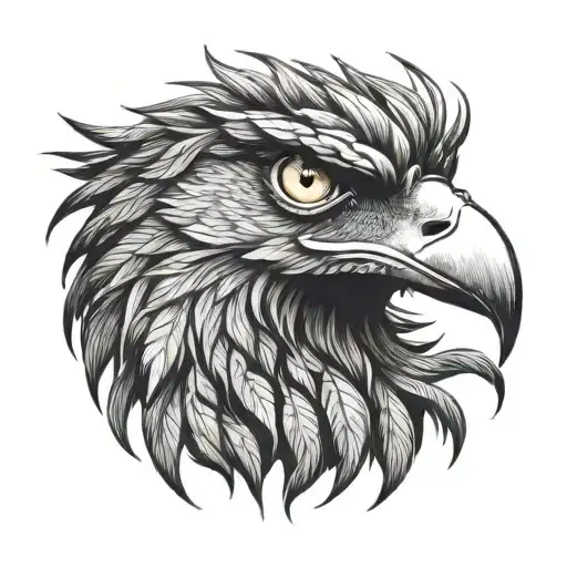 phoenix head facing forward both eyes looking forward negative space tattoo design idea