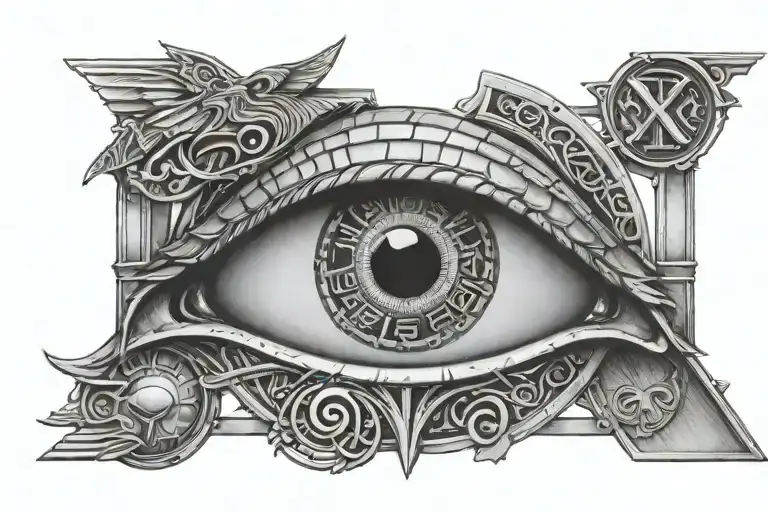 28 Roman numerals surrounded by Horus eye tattoo design idea