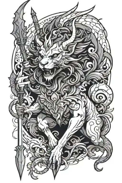 Chimera and the spear that kills her tattoo design idea