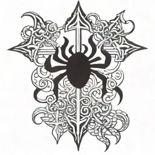 chrome hearts cross, spider,kisses tattoo design idea