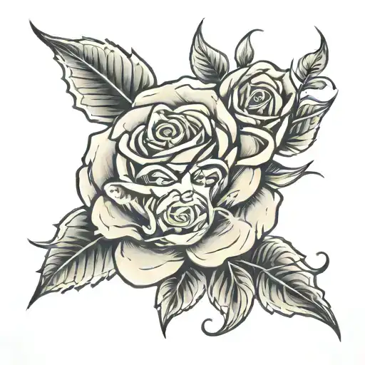 $100 dollar bill rose tattoo design idea