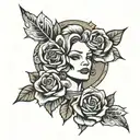 $100 dollar bill rose tattoo design idea