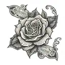 $100 dollar bill rose tattoo design idea