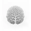 A towering oak tree with roots forming intricate patterns, representing the resilience and power derived from avoiding pressure and finding happiness. tattoo design idea