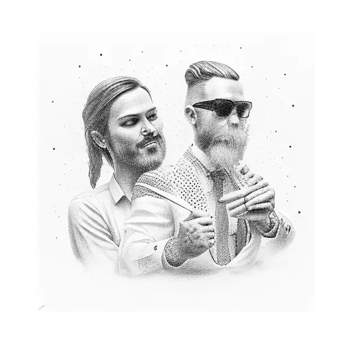 father son, fist pump,  tattoo design idea