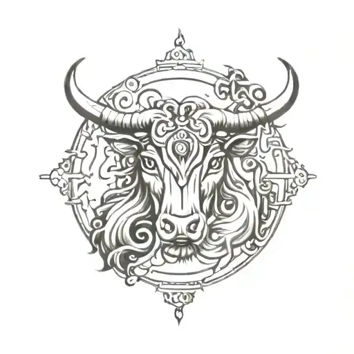taurus protecting pisces and aquarius tattoo design idea