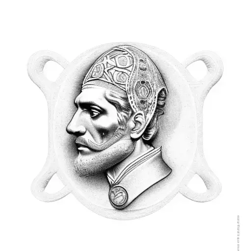 Denari coin suit from the Italian card deck briscola stylised tattoo design idea