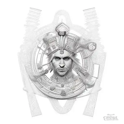 using the Denari coin suit from the Italian card deck briscola create a stylised tattoo tattoo design idea