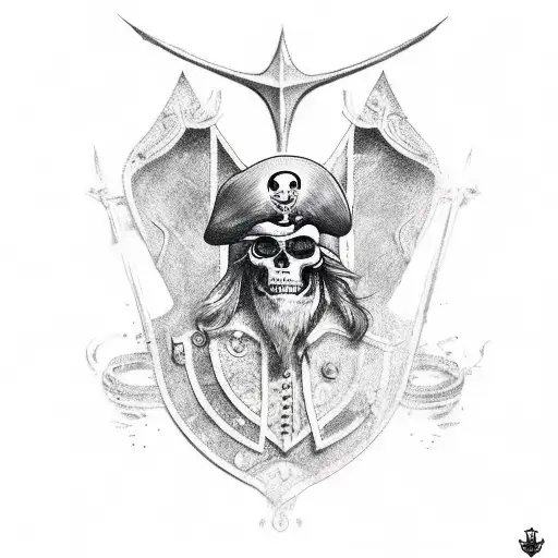 using the Denari suit from the Italian card deck briscola create a grungy stylised pirate tattoo  tattoo design idea