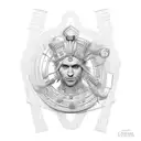 using the Denari coin suit from the Italian card deck briscola create a stylised tattoo tattoo design idea