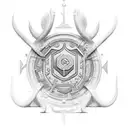 using the Denari coin suit from the Italian card deck briscola create a stylised tattoo tattoo design idea