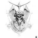 using the Denari suit from the Italian card deck briscola create a grungy stylised pirate tattoo  tattoo design idea