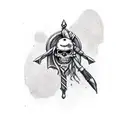 using the Denari suit from the Italian card deck briscola create a grungy stylised pirate tattoo  tattoo design idea