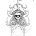 using the Denari suit from the Italian card deck briscola create a grungy stylised pirate tattoo  tattoo design idea