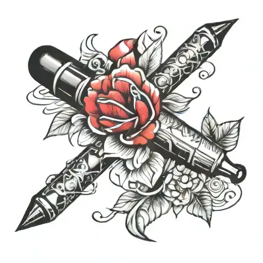 lipstick stick tattoo design idea