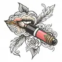 lipstick stick tattoo design idea