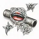 lipstick stick tattoo design idea