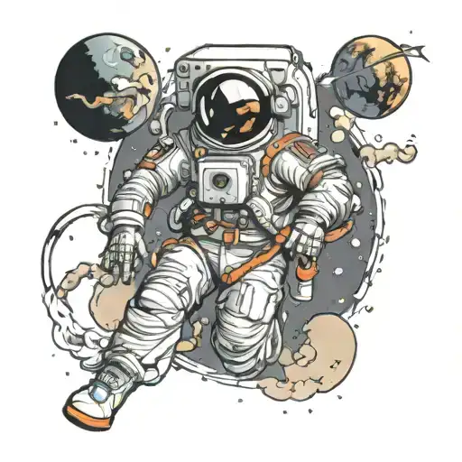 astronaut floating in space tattoo design idea