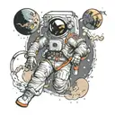 astronaut floating in space tattoo design idea