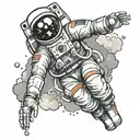 astronaut floating in space tattoo design idea