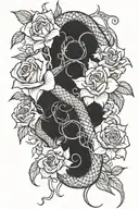 roses, lilies and snake tattoo design idea
