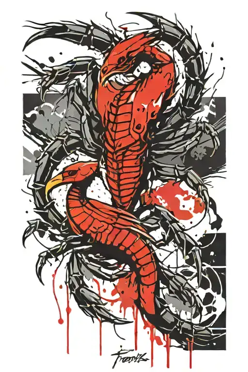 scorpion and fenix bird tattoo design idea