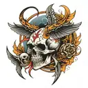skull with scorpions and fenix flying tattoo design idea