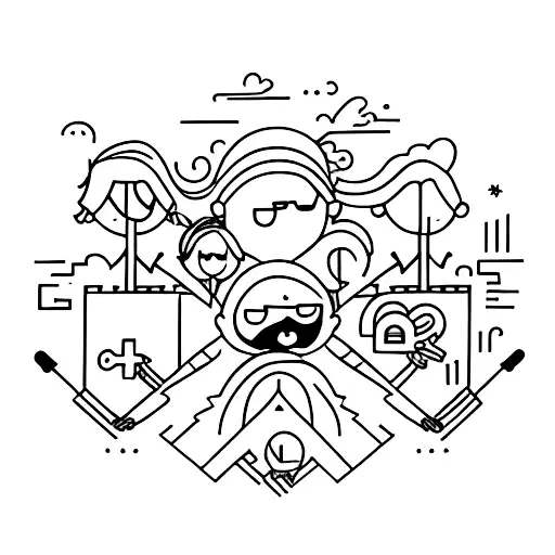 family of 5 persons  tattoo design idea