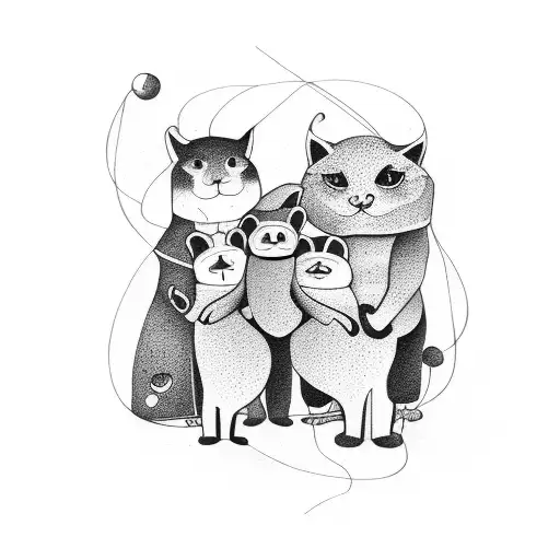 family hugging tattoo design idea