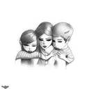 family hugging tattoo design idea