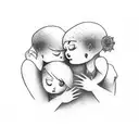family hugging tattoo design idea